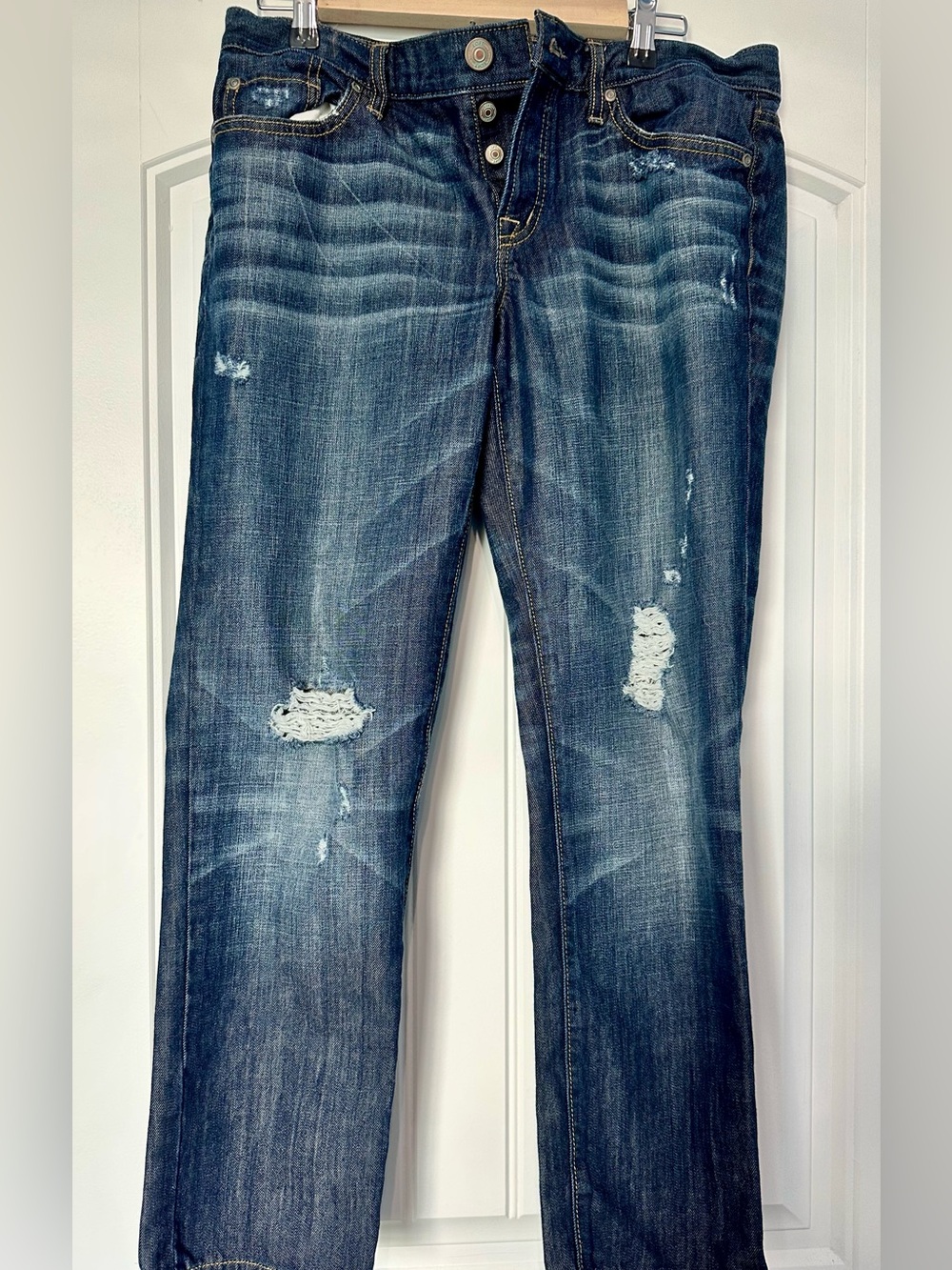 NWOT Ann Taylor LOFT Boyfriend Dark Blue Button-Fly Jeans